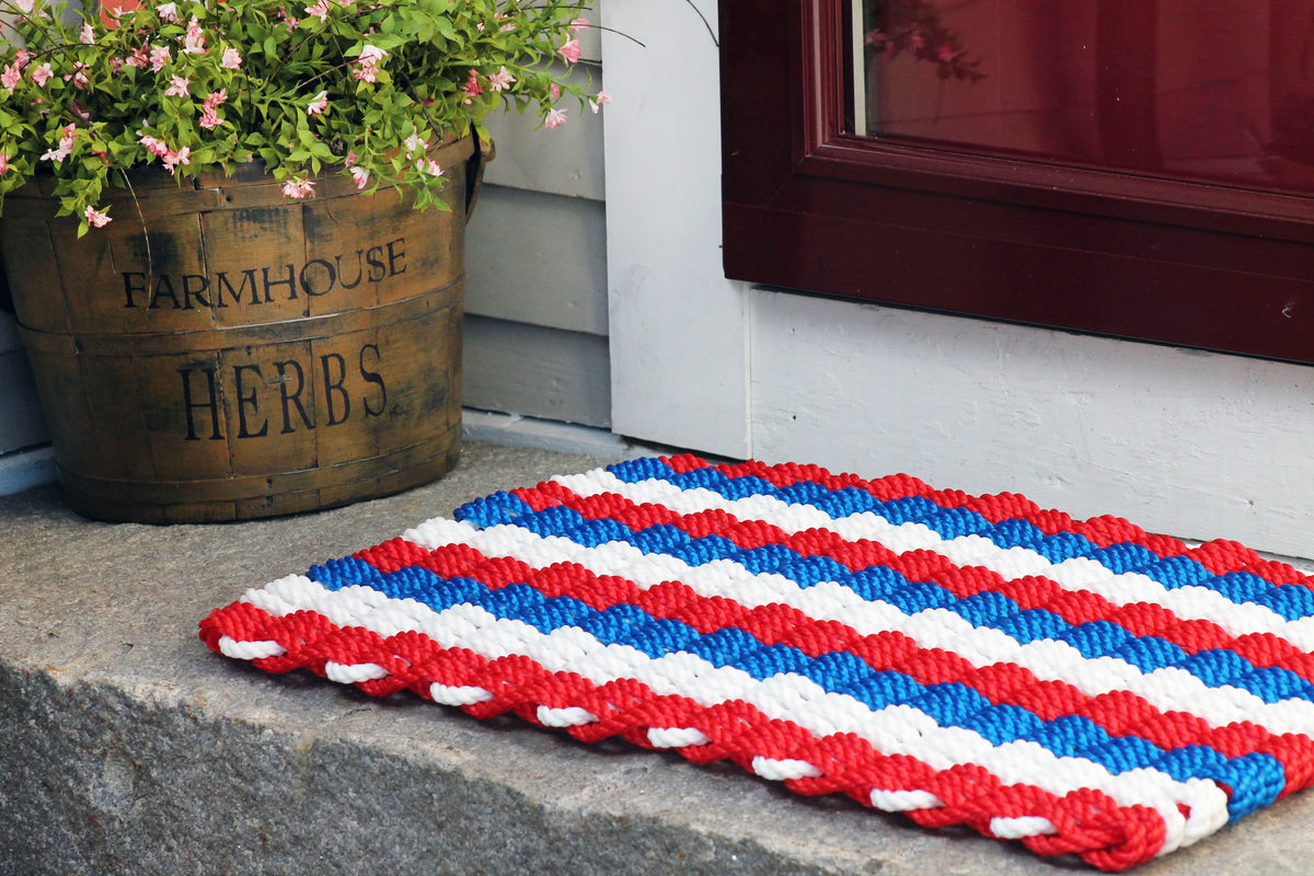 Thin Blue Line Decorative Rope Mat – Maine Rope Mats