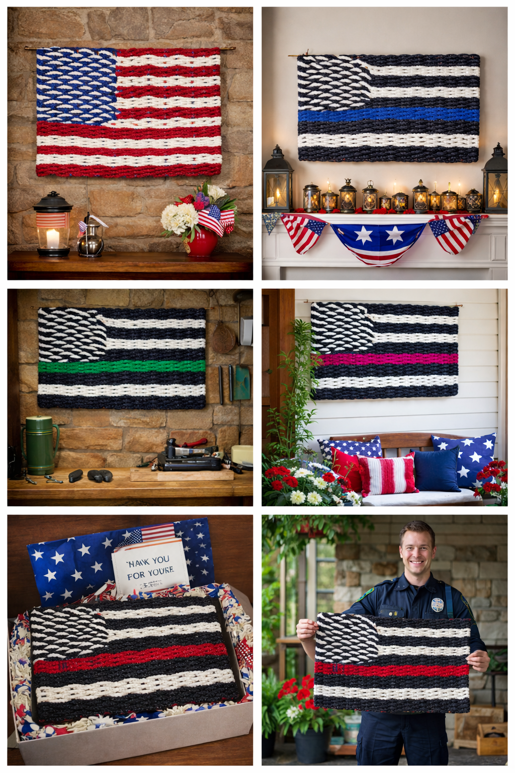 FLAG MAT - Handcrafted Woven Maine Rope Door Mat