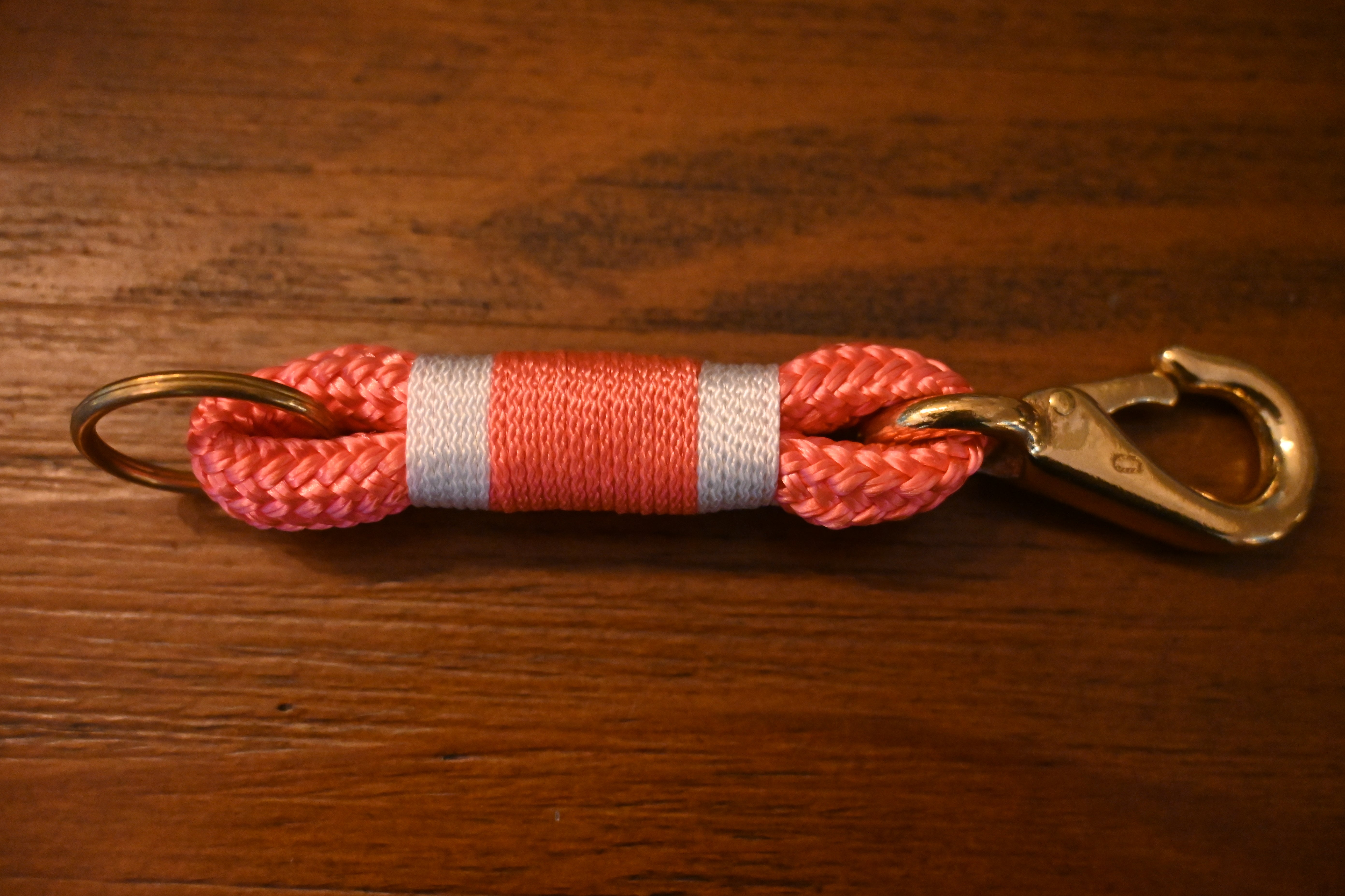 Maine Rope Mats Key Chain - Pink & White