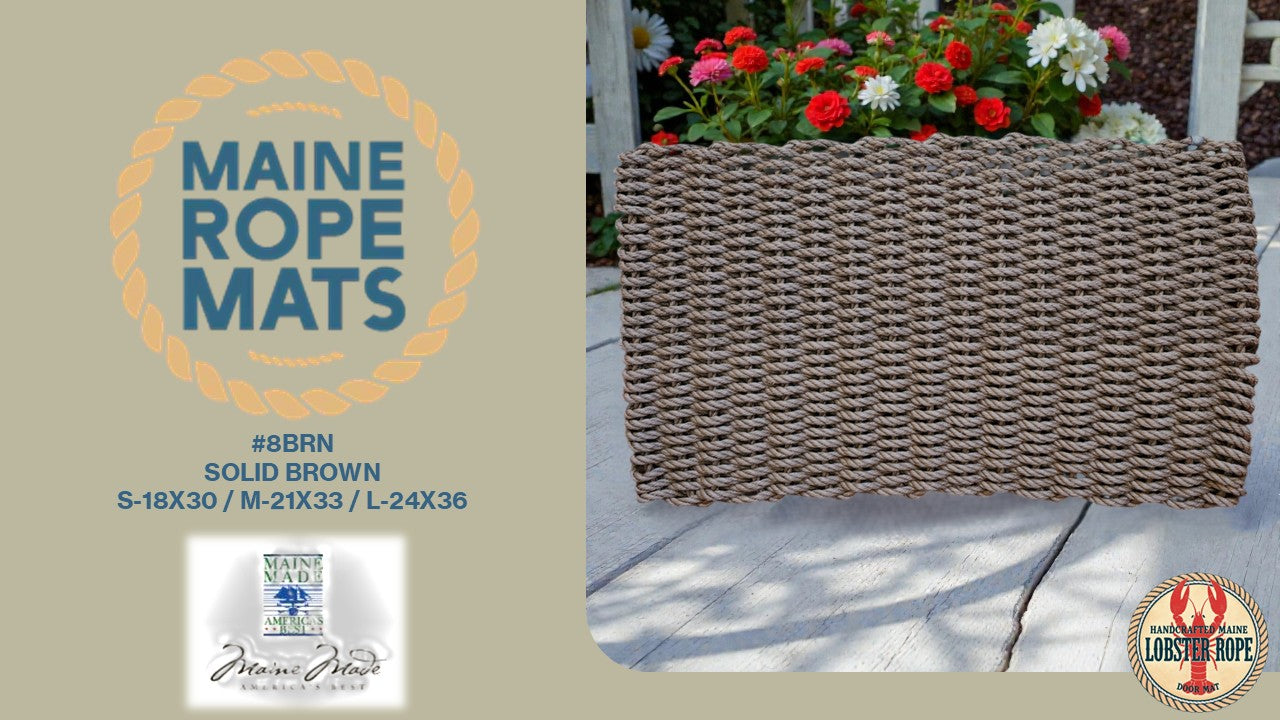 8 Handcrafted Woven Maine Rope Door Mat Solid Color Series – Made from New Lobster Rope