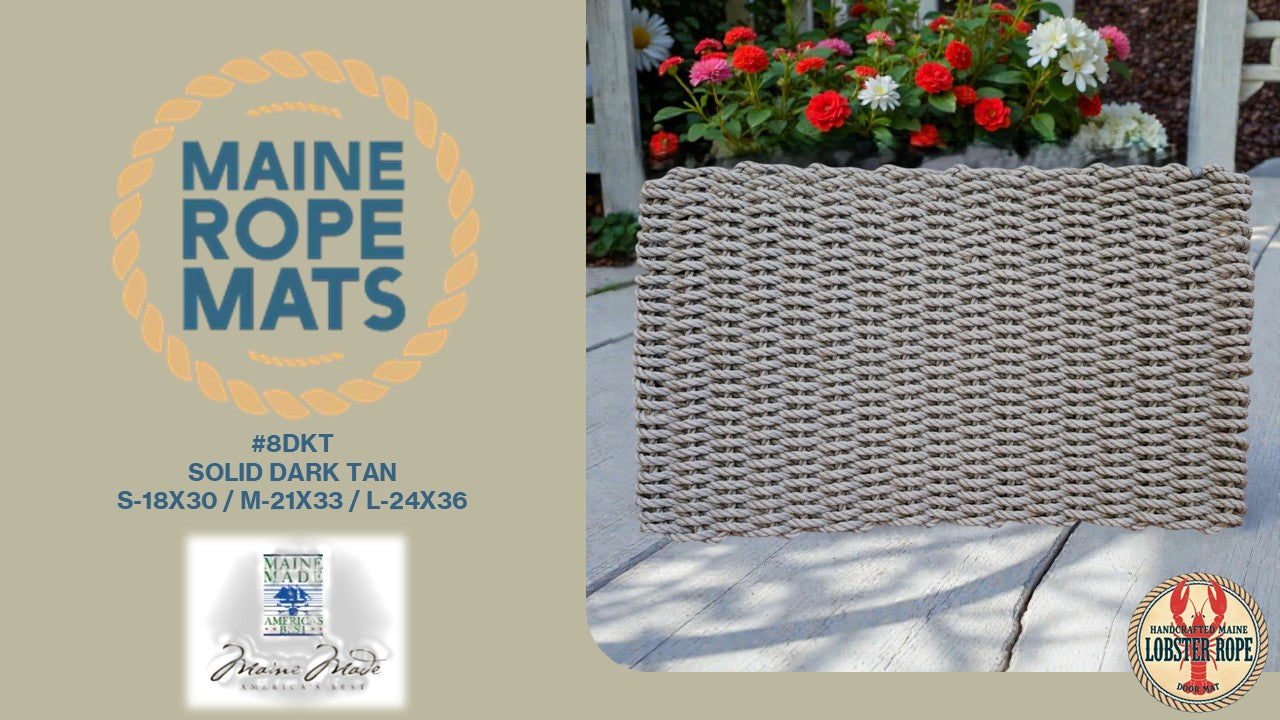 8 Handcrafted Woven Maine Rope Door Mat Solid Color Series – Made from New Lobster Rope