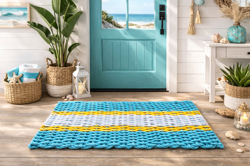 811 - Handcrafted Woven Maine Rope Door Mat